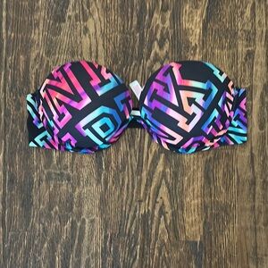 PINK Victoria's Secret Black and Pink Bandeau Bra